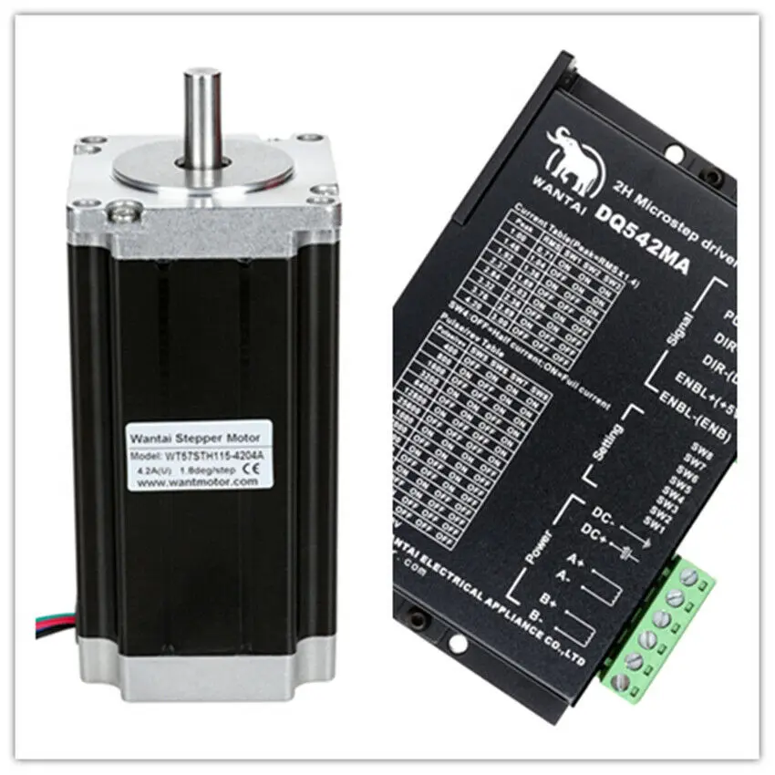 Фото ЧПУ Wantai 1 Axis Nema23 Stepper Motor WT57STH115-4204A 425oz 4.2A + Драйвер DQ542MA лазерный гравировальный ЧПУ Wantai 1 Axis Nema23 Stepper Motor WT57STH115-4204A 425oz 4.2A + Драйвер DQ542MA лазерный гравировальный