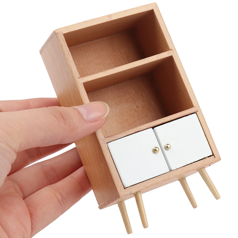 

Hot1:12 Dollhouse Miniature Wood Cabinet Bookcase Furniture Model Elegant Doll House Decoration