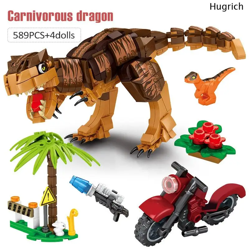 

Dinosaur Jurassic World Building Blocks Tyrannosaurus Battle Carnivorous Dragon Figures Bricks Toys for Children