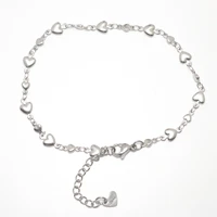 304 stainless steel anklet silver color heart for women fashion summer beach foot jewelry21 8cm8 58 long 1 piece