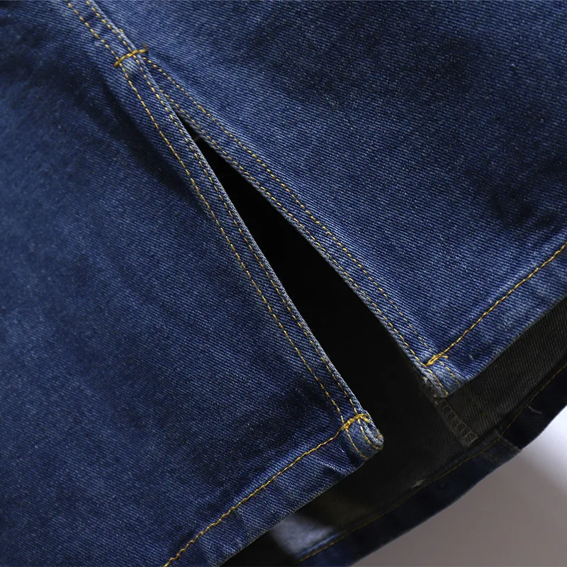 

Knee Length Denim Skirt Women Streetwear Casual Pocket High Waist Straight Jeans Skirt for Women Plus Size 4XL 5XL 6XL