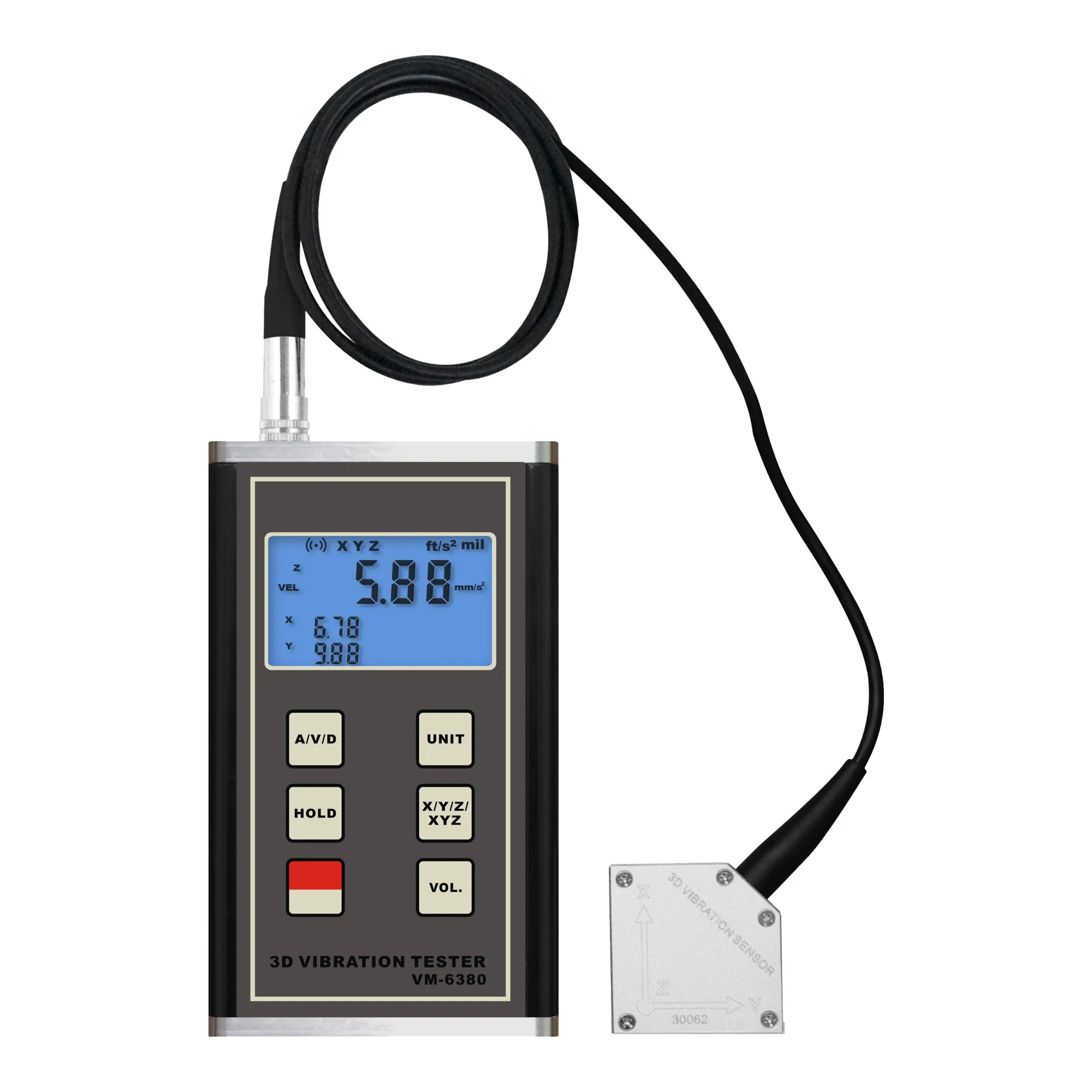 

VM-6380 3D Vibration Meter Accelerometer Sensor Vibrometer Vibration Meter Analyzer