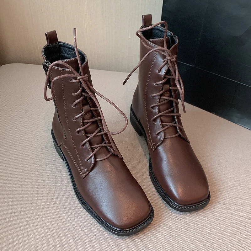 

2021 Spring Autumn Martin Modern Boots Women Round Toe Zipper Shoes Female Low Heels Shoes For Ladies Short Boots Woman