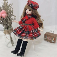 30 cm 16 bjd doll winter dress set 21 movable joint makeup cute girl brown eyes doll with fashionable new skirt diy toy gift