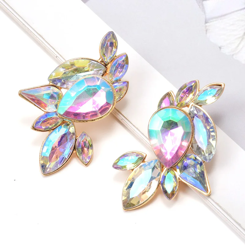 Женские серьги подвески ZA Разноцветные с кристаллами ювелирные изделия