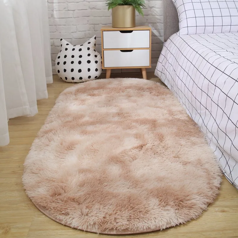 

Carpet Bedroom Oval Bedside Carpet Living Room Sofa Coffee Table Mat Floor Room Plush Rug Not Lint Non-fading Non-slip Blanket