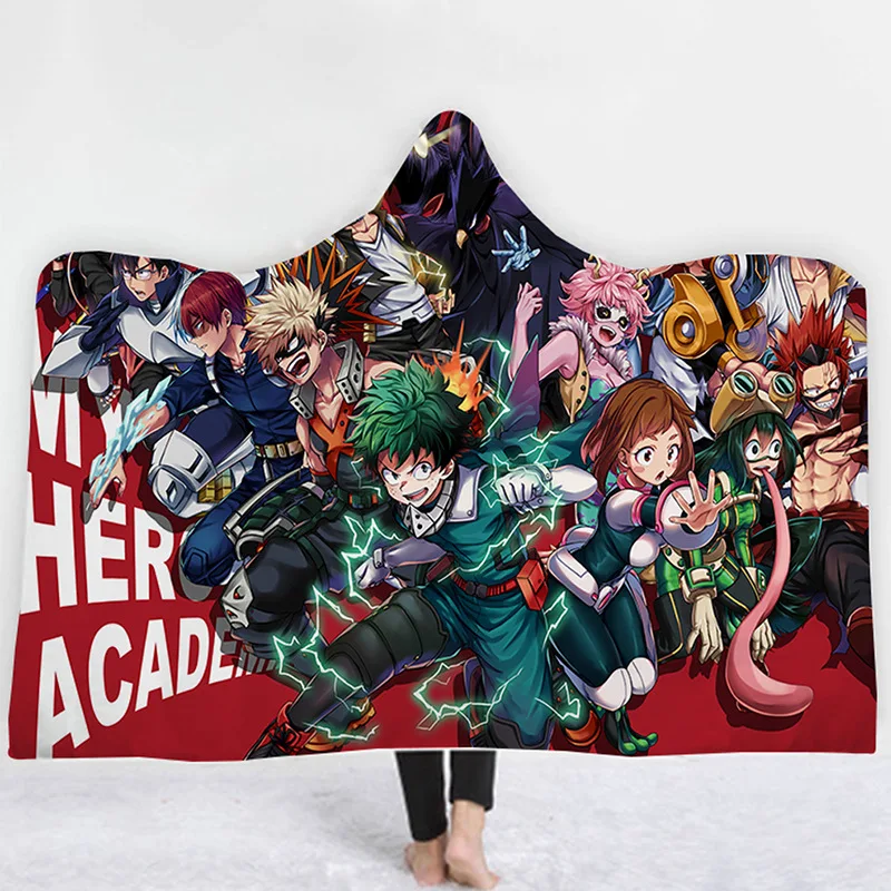 

Character My hero academia Hooded Blanket Adult colorful child Sherpa Fleece Wearable Blanket Microfiber Bedding style-4