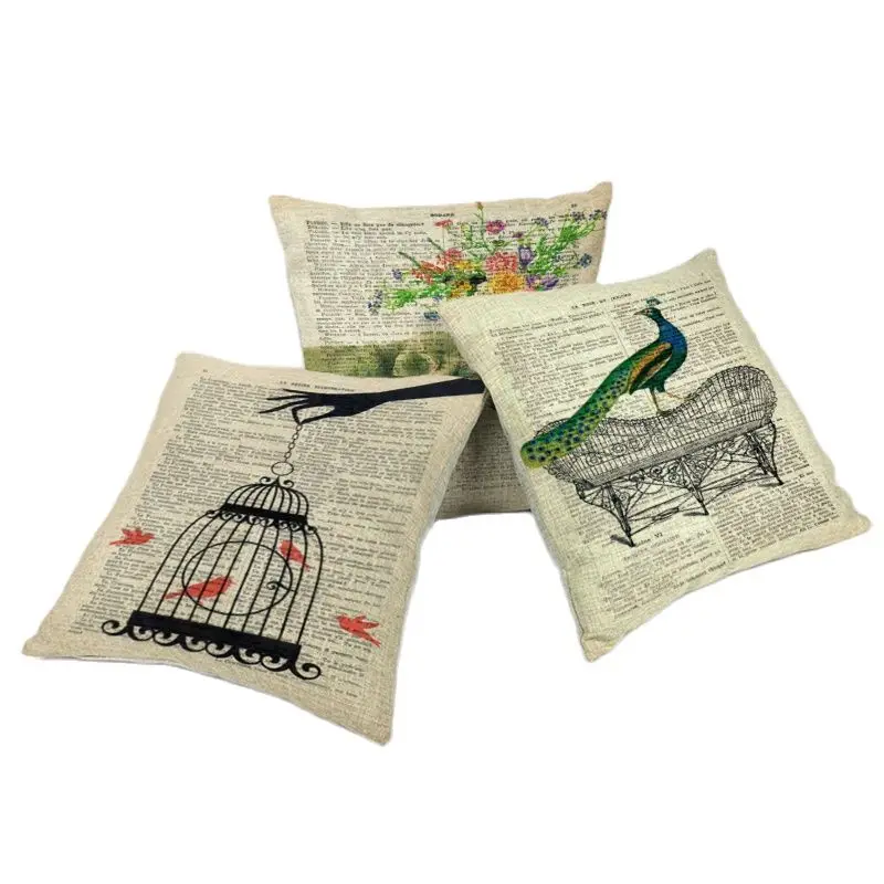 Оптовая продажа наволочка для подушки Американский старый газета слон Павлин