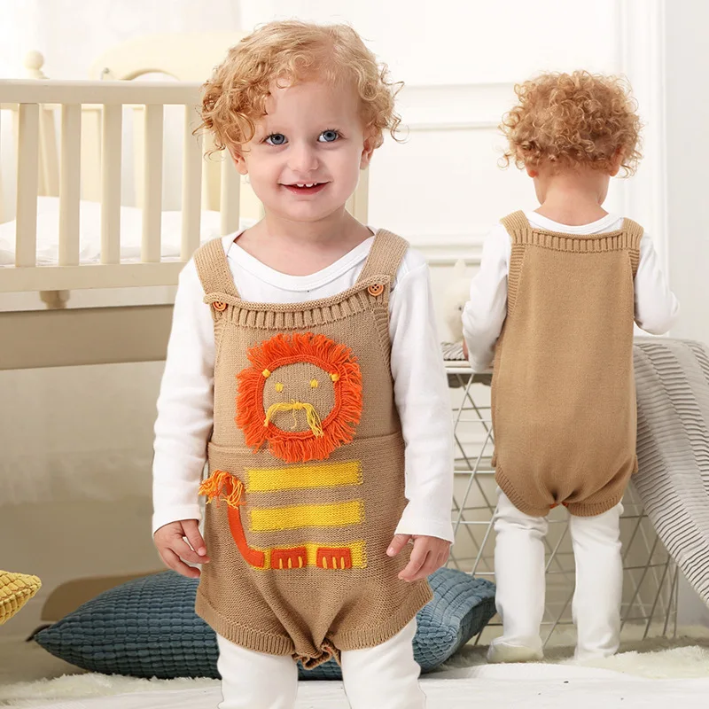 Baby Overall Cute lion Pattern Kids Romper Overalls Lovely Animals Boy Girl Child knitted baby clothes |