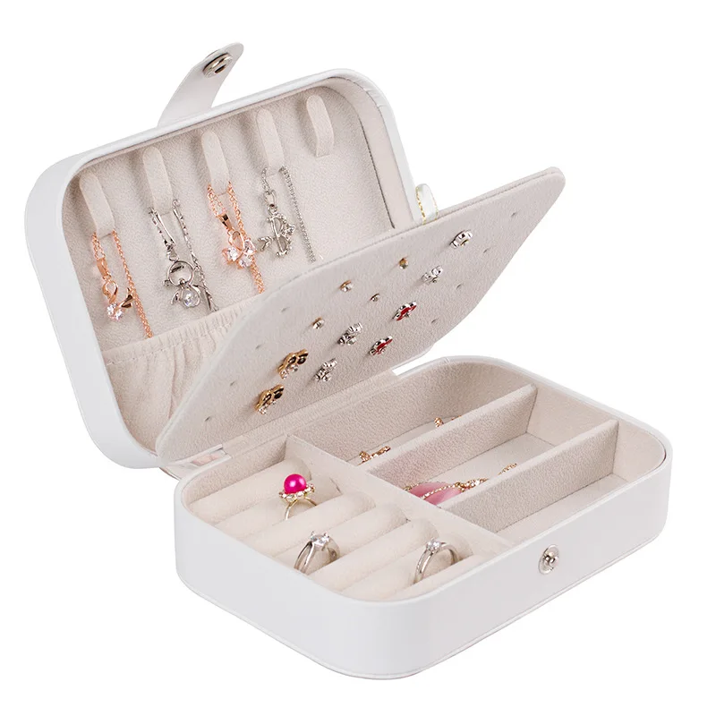 

Double-locked Girl Jewelry Makeup Organizer Earrings Ring Storage Box Bracelet Watch Lipstick Cosmetics Collect Case Accessories