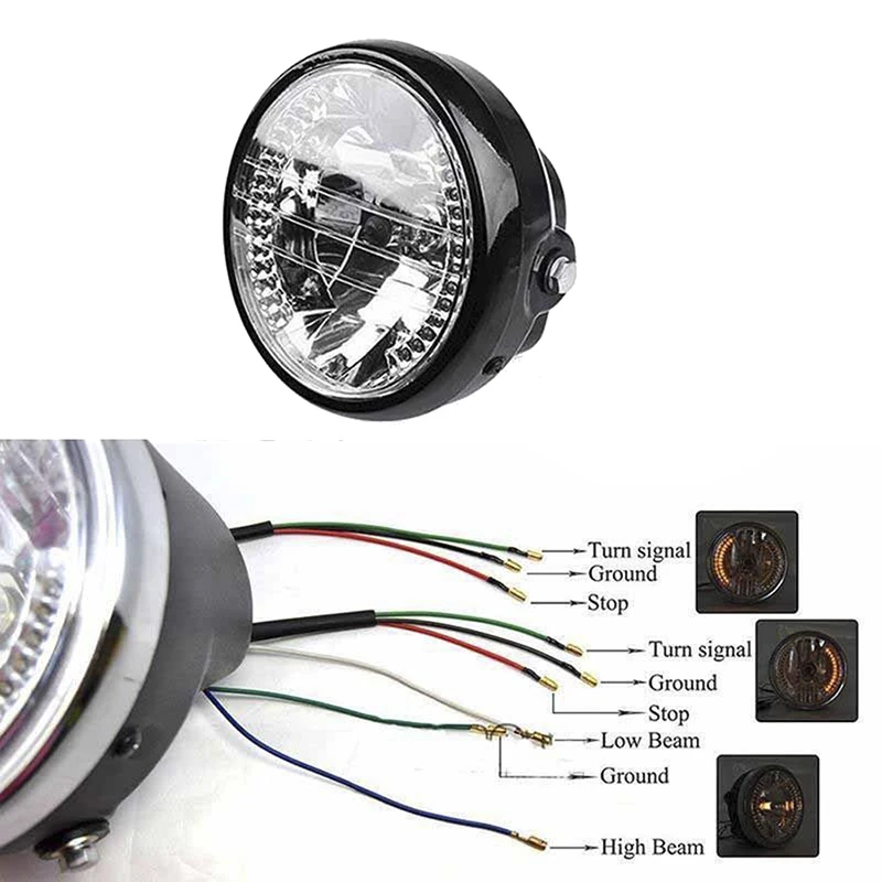 

Universal 7Inch H4 Round Motorcycle Headlight Turn Signal Light Flasher 35W 12V Amber LED Head Lamp for Motorbike Accessories