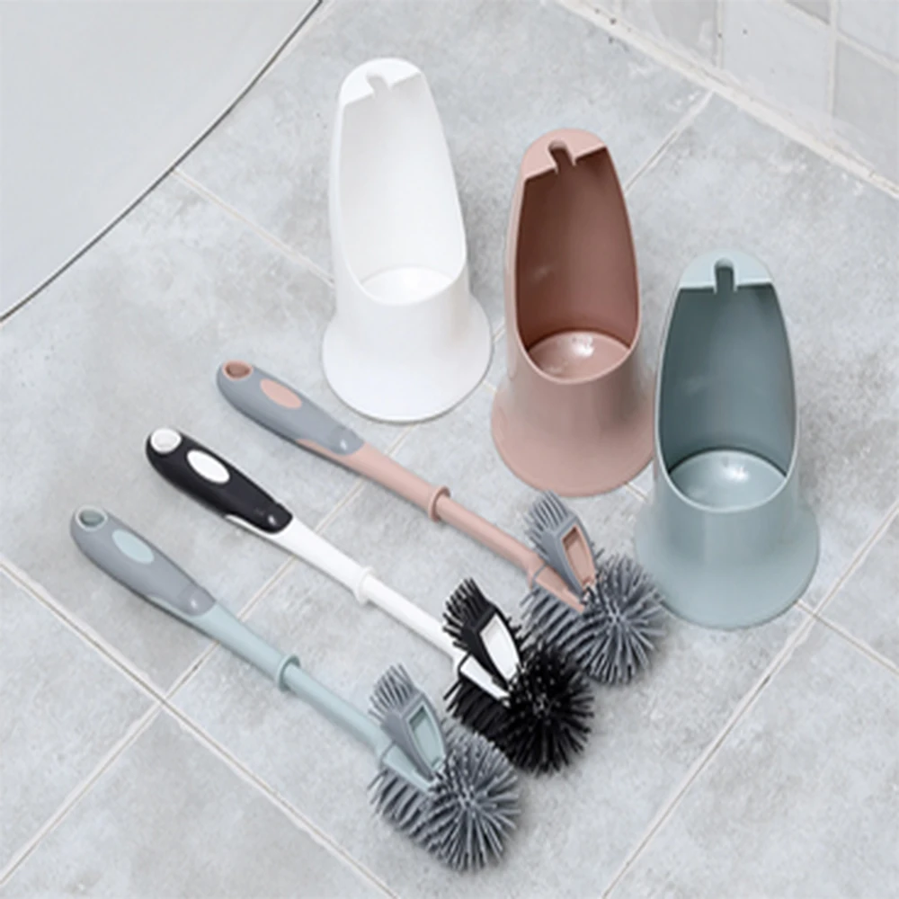 

Toilet brush no dead angle home wash toilet brush long handle soft hair free punch cleaning Tool One Set