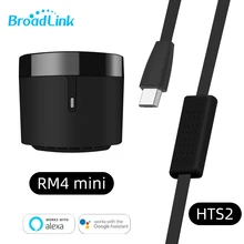 BroadLink RM4 Mini Smart Universal Remote IR Transmitter for TV, Air-con by APP Temperature Humidity Sensor HTS2 with Alexa