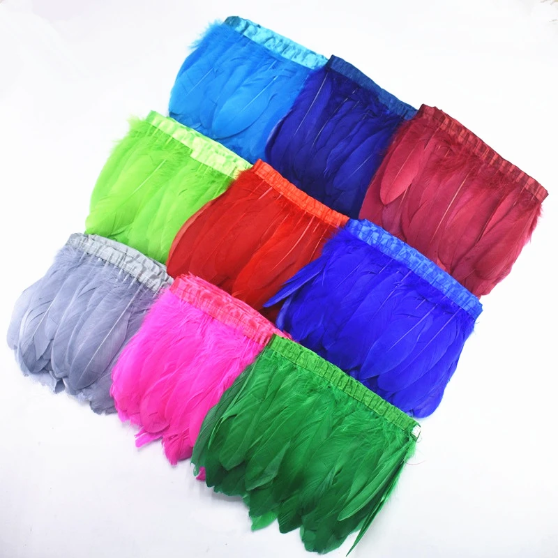 2 м/лот натуральное окрашенное гусиное перо планки настоящие гуси ленты с