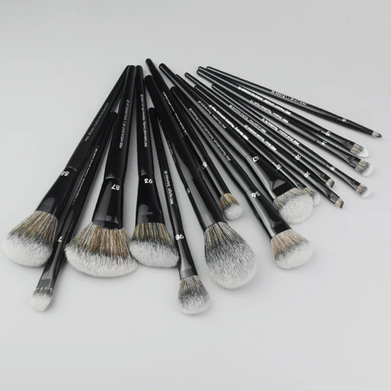 16pcs/set Makeup brush-Black cosmetic brushes series-high quality fiber beauty Angled Foundation Eyeshadow Powder Make Up Brush