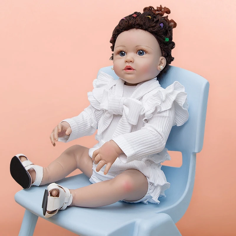 

55 см полный силиконовые куклы реборн девочки дети приятель реалистичные детские игрушки для ванной куклы реальные голову, для новорожденны...