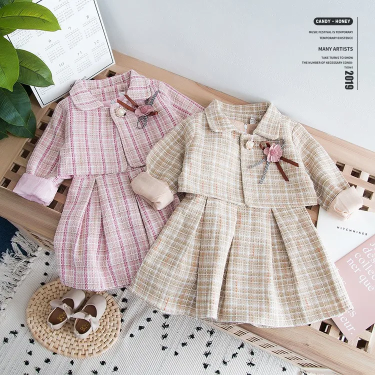 Коллекция 2019 года комплект зимней одежды для девочек клетчатый кардиган с