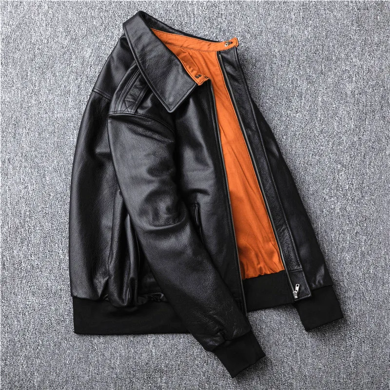 

flight Air force suit men's leather jacket, first layer cowhide men's baseball uniform, spring and autumn jacket