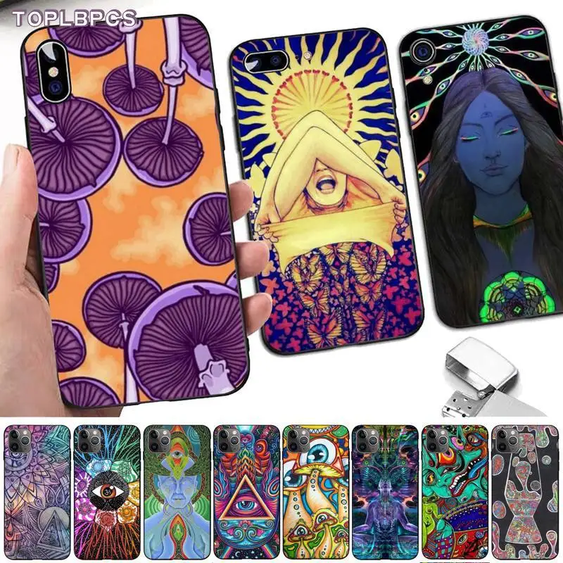

Psychedelic drawing Phone Case Cover for iphone 13 8 7 6 6S Plus X 5S SE 2020 XR 11 12 pro XS MAX