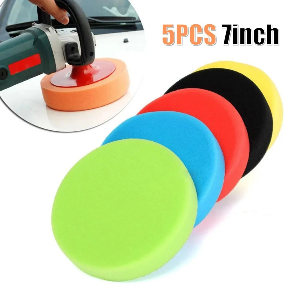 

5 Pcs 7Inch/180mm Polishing Disc Car Round Flat Polishing Foam Buffing Sponge Pads Tool Accessories