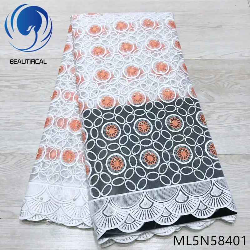 Красивая африканская кружевная ткань новинка 2019 Кружевное белое Сетчатое