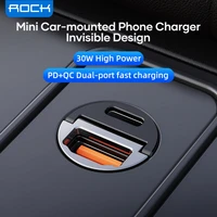 rock 30w usb c car charger for iphone 13 pro max qc3 0 pd3 0 mini metal dual usb fast charging adapter for xiaomi poco samsung