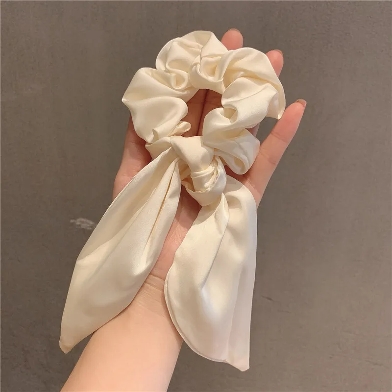 

New Solid Scrunchies Bow Hair Band Girls Fashion Ribbon Elastic Hair Rings Rope Ponytail Holder Hairbands Hair Accessories