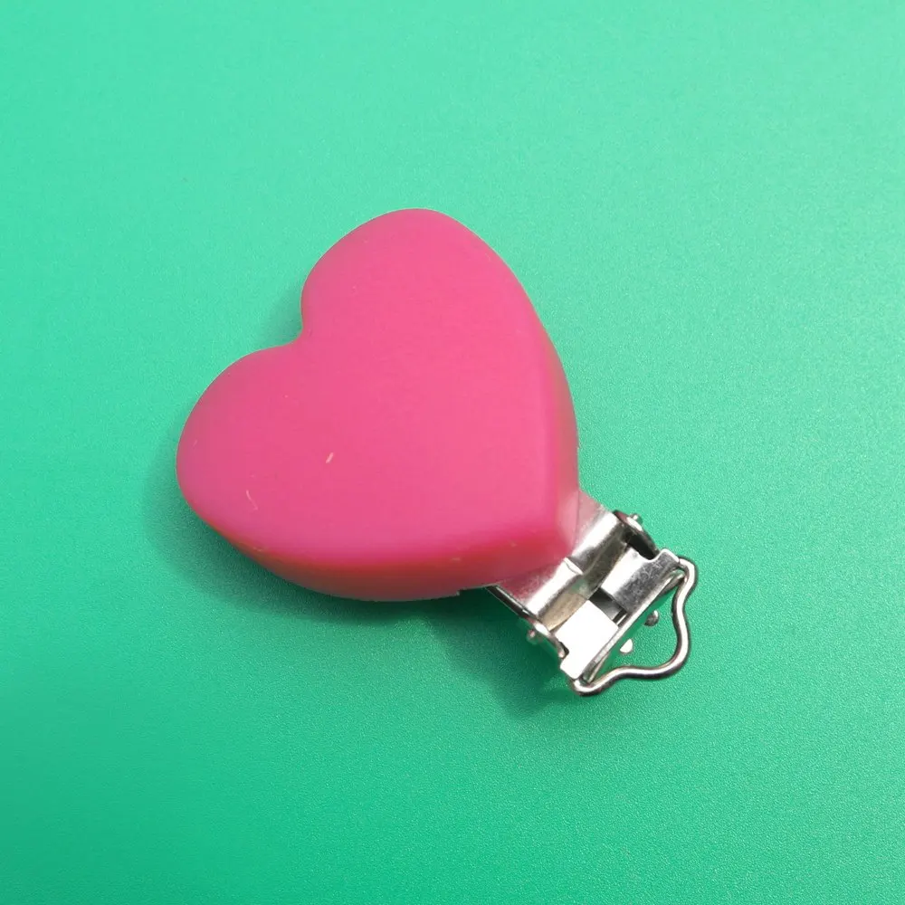 Rose 1 шт. силиконовый успокоитель в форме сердечка зажимы DIY детское кольцо для соски Прорезыватель пустышка для младенца ювелирные изделия игрушка Аксессуар Держатель Зажимы для прорезывателей - Цвет: Rose
