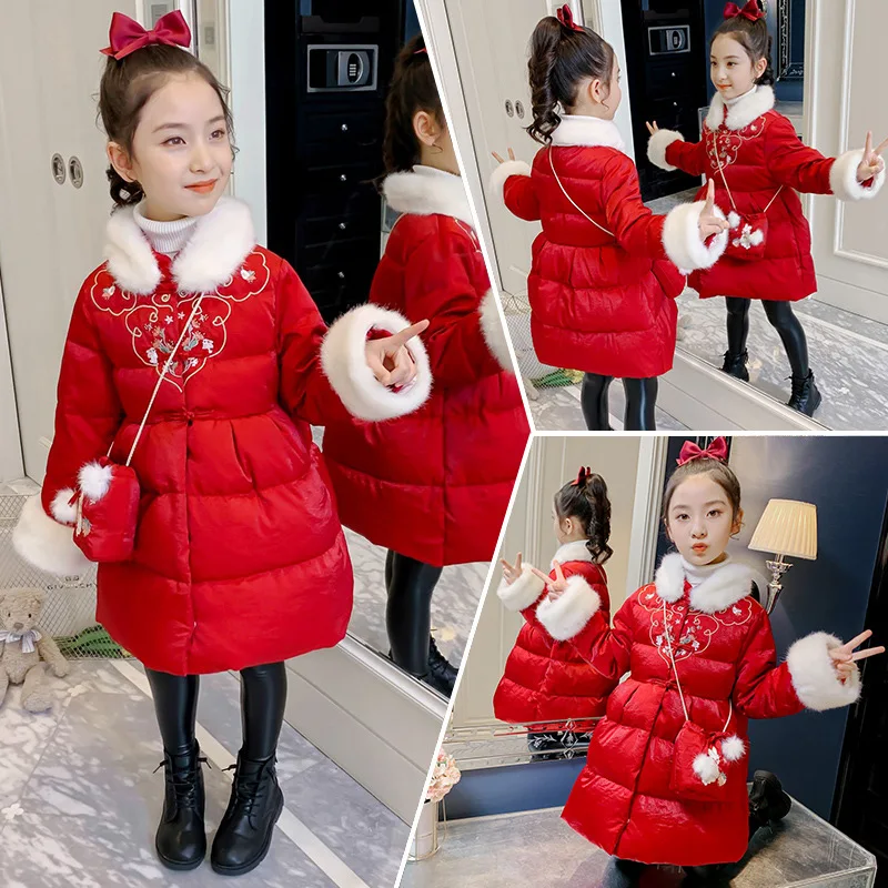 Hanfu-parkas de invierno para ni&ntilde;as, ropa gruesa de estilo chino Tang, Chaqueta de algod&oacute;n, abrigo de invierno c&aacute;lido-1
