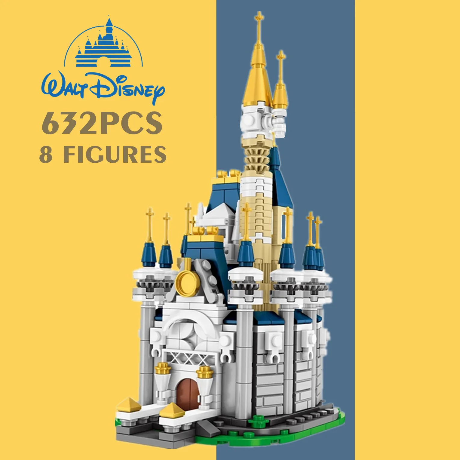 

New 632PCS Disney Castle 8 Figures 8in1 Mickey Minnie Donald Duck Castle Friends Girls Model Building Blocks Bricks Toy Kid Gift