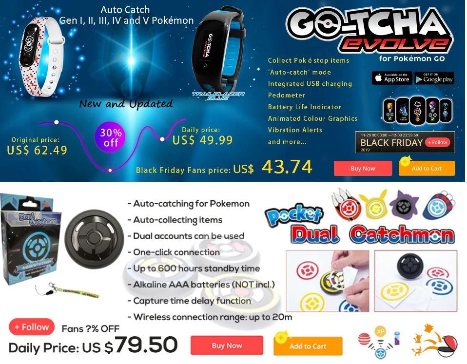 MEGACOM для Pocket Dual Catchmon игровые аксессуары для Pokemon GO Plus для iPhone 6/для iOS/Android 7,0
