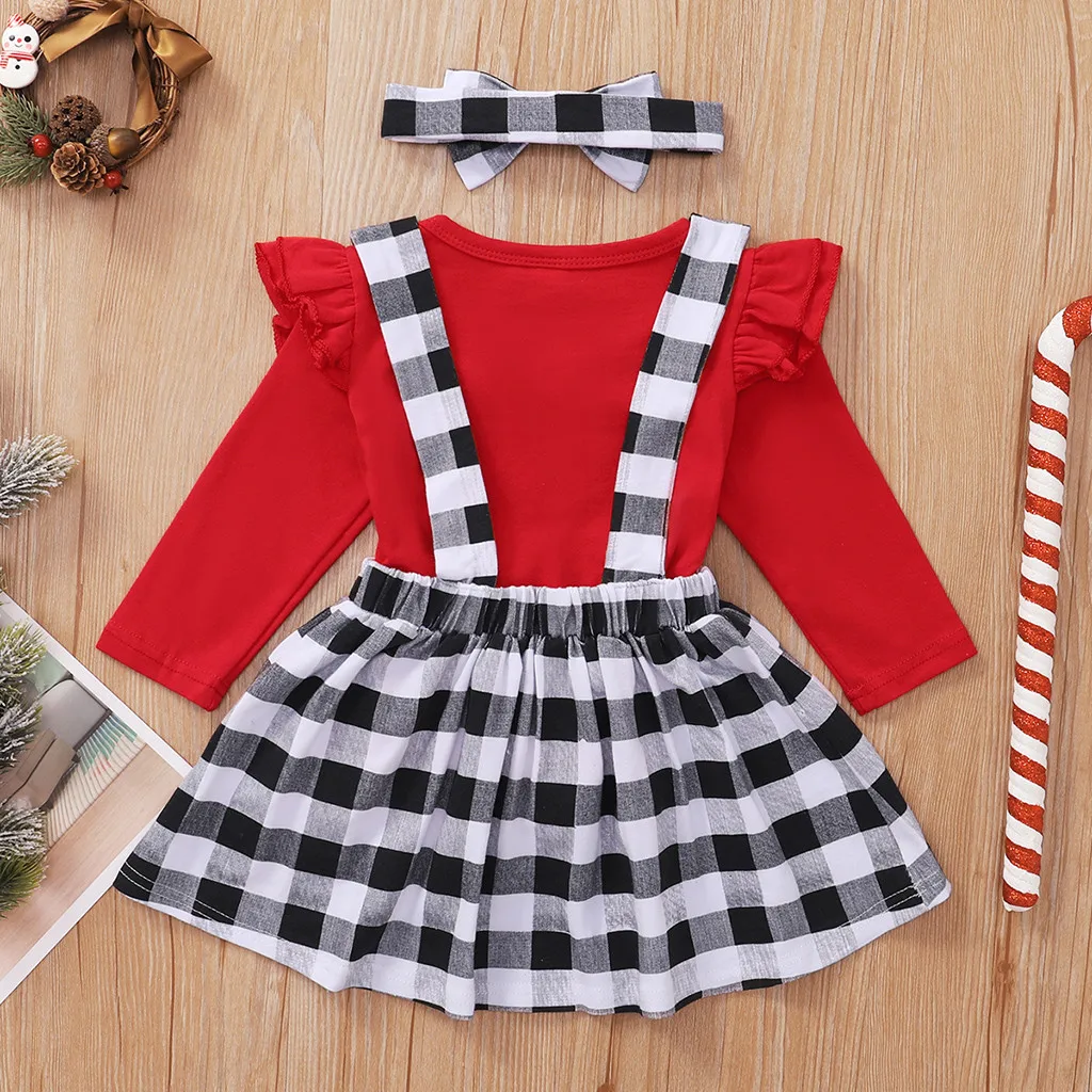От 6 месяцев до 4 лет для девочек Рождественская одежда малышей топы с рюшами и