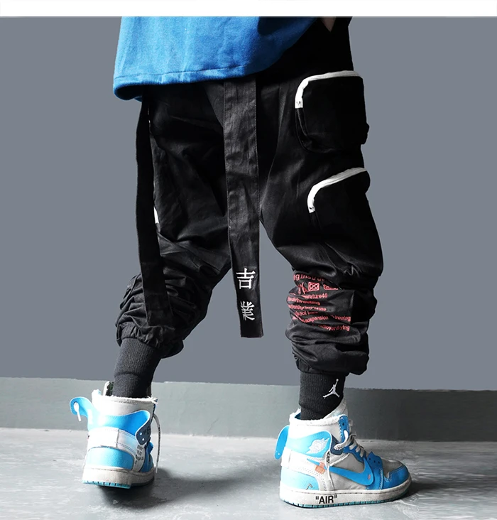 AELFRIC хип-хоп мужские шаровары с несколькими карманами, брюки-карго Harajuku, повседневные уличные спортивные штаны, джоггеры, мужские брюки с эластичным поясом