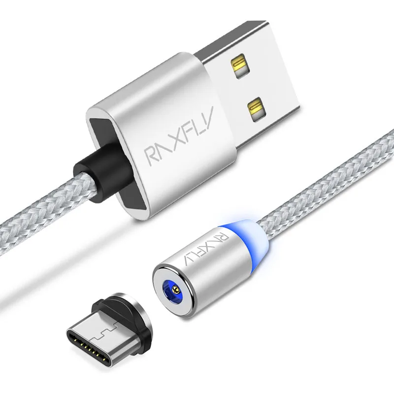 RAXFLY Магнитный зарядный кабель для iPhone Nokia 7 8 6 плюс 5 5S магнит Lightning/зарядка через usb провод Micro USB шнур Тип C магнитная зарядка для зарядка для айфона - Цвет: Silver