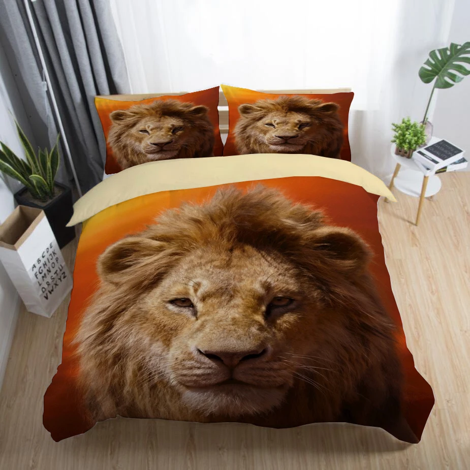 Король Лев 3d постельные принадлежности набор пододеяльников наволочки Лев Simba Детская комната Декор Утешитель постельные принадлежности набор s постельное белье кровать