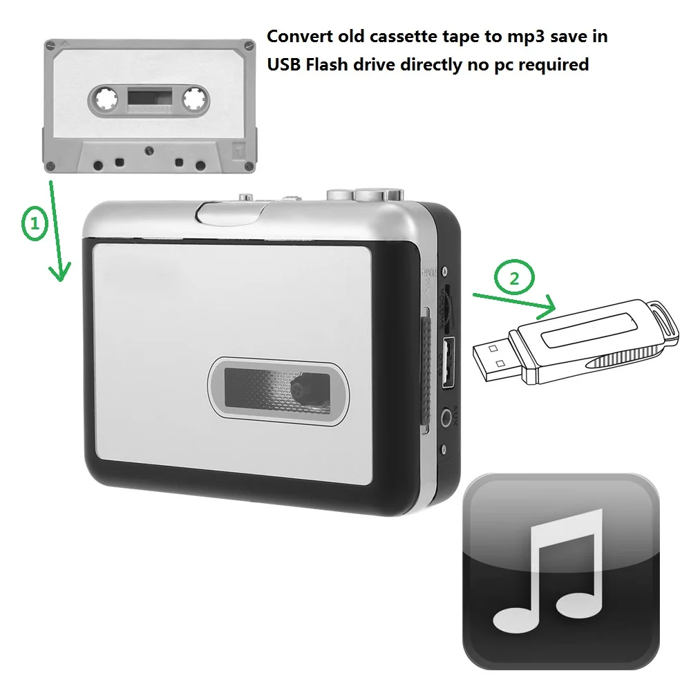 Записывающее устройство для старой кассеты преобразователь в mp3 USB флэш диск ПК