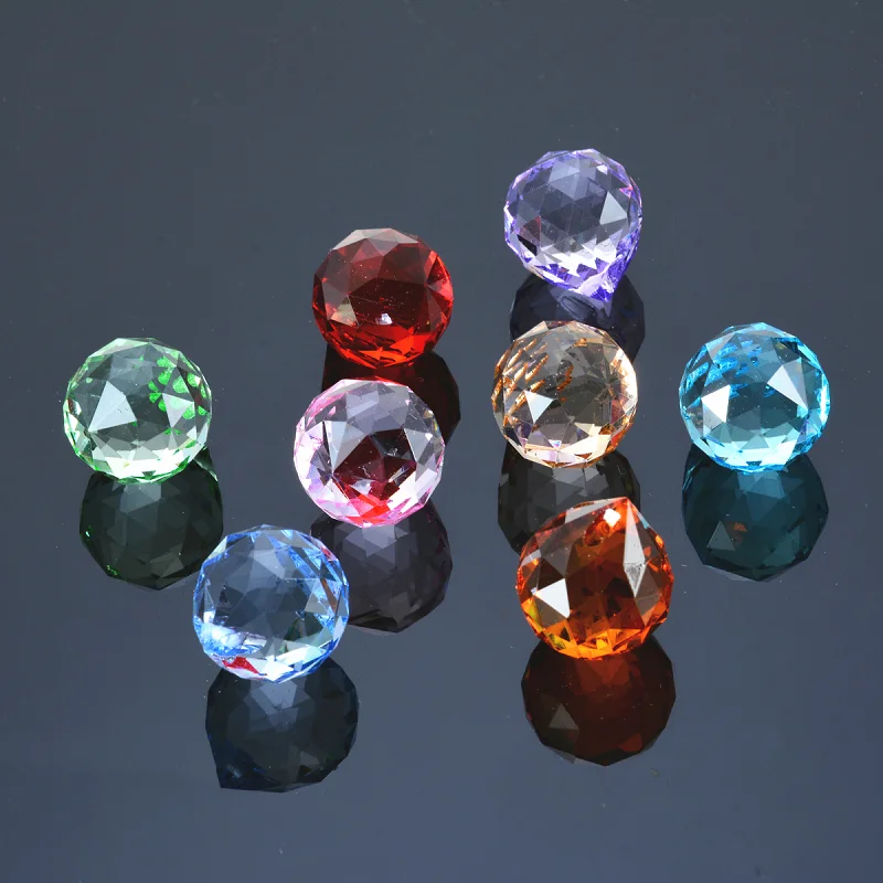 

30mm 1 Piece Clear/AB/Green All Colors Crystals Glass Ball For Chandeliers Shinning Prism Suncatcher For Sale