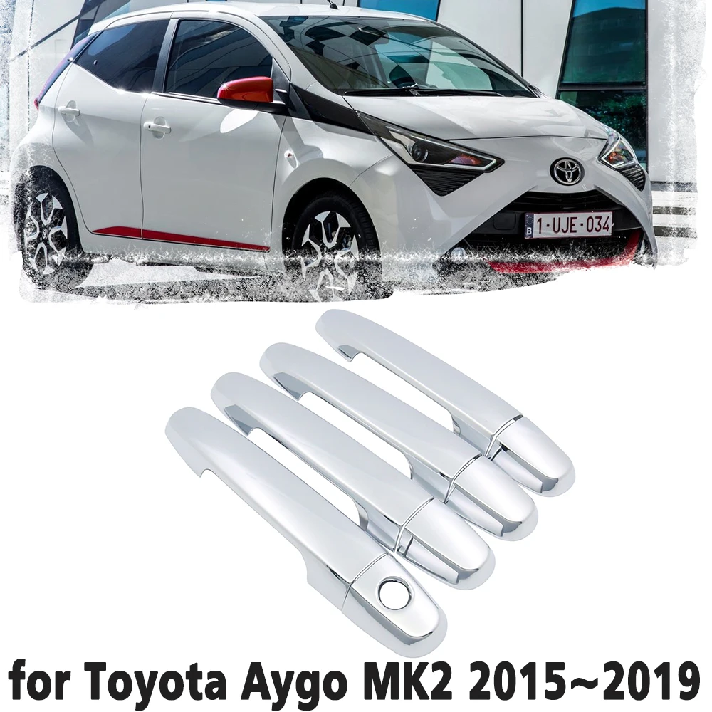 Luxury chrome door handle cover trim protection cover for Toyota Aygo MK2 2015 2016 2017 2018 2019 Car accessory sticker