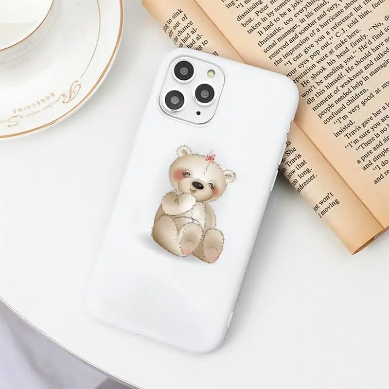 

Teddy Bear Phone Case Candy Color for iPhone 6 7 8 11 12 s mini pro X XS XR MAX Plus