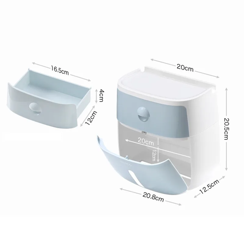 

Hot Waterproof Wall Mount Toilet Paper Holder Shelf Toilet Paper Tray Roll Paper Tube Storage Box Creative Tray Tissue Box Home