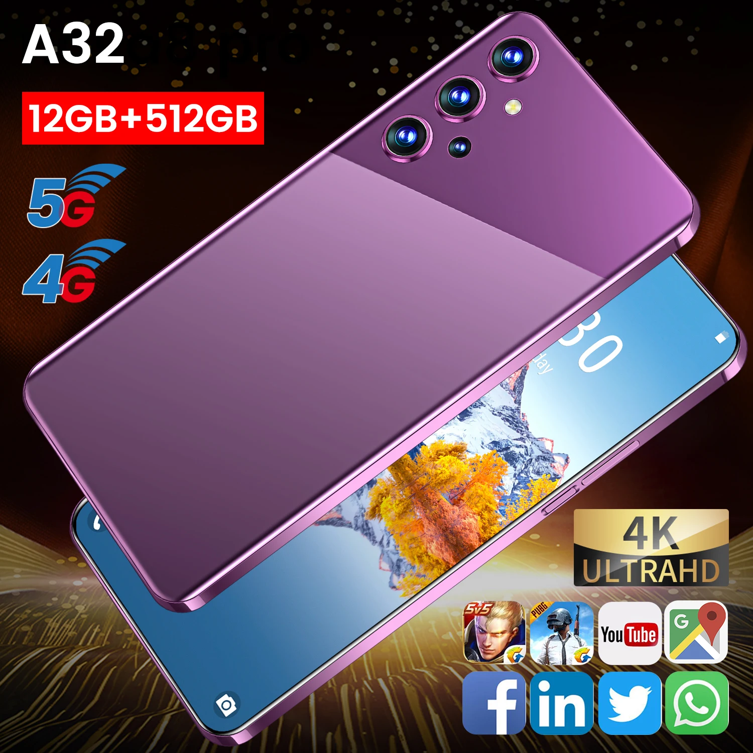 

Global Version 2021 A32 12GB+512GB Dual SIM Face Fingerprint Unlock 6000mAh Smart Phone Deca Core Andriod Mobile Phone MTK6889