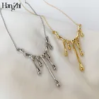 Ожерелье из лавы в виде капли воды HANGZHI, металлическое, в стиле панк, золотого и серебряного цветов, для женщин, девочек, ювелирные изделия для вечерние, 2020