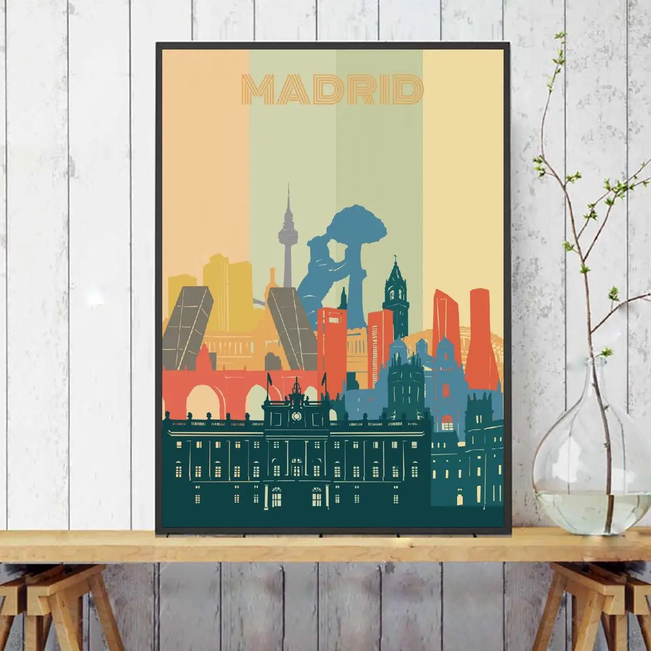 Ретро городской пейзаж Картина на холсте Художественная печать картина