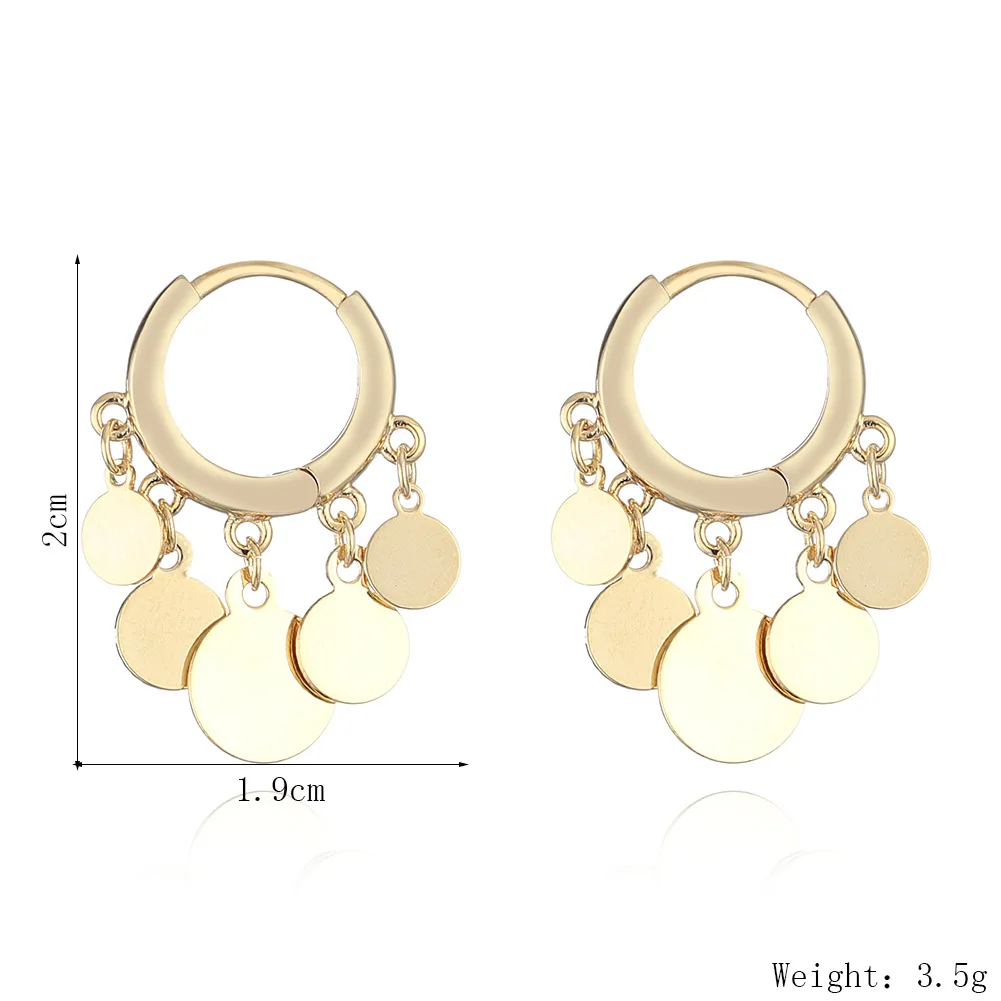 

Vintage Simple Round Disc Tassel Earrings Gold Plated Beaded Geometric Hoop Earrings For Women Minimalist Jewelry Gift 2021