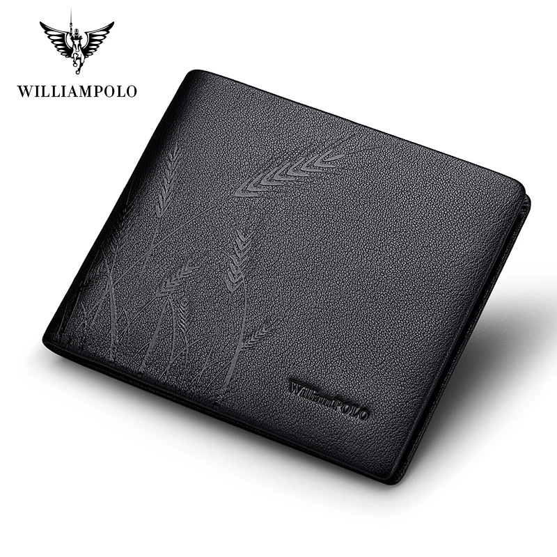 

Williampolo Genuine Leather Wallet Fashion Bifold Men Wallet Casual Solid Cowskin Leather Purse #191422