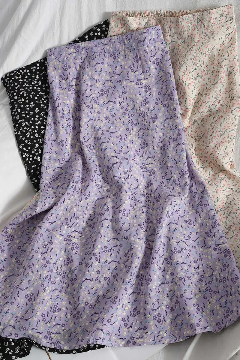 

Age reduction sweet floral skirt women's spring dress Korean version gentle chiffon skirt versatile show thin Knee Skirt high
