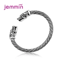 high quality 925 silver dragon biker open cuff bangle bracelet for women men fashion rock hip hop punk animal jewelry