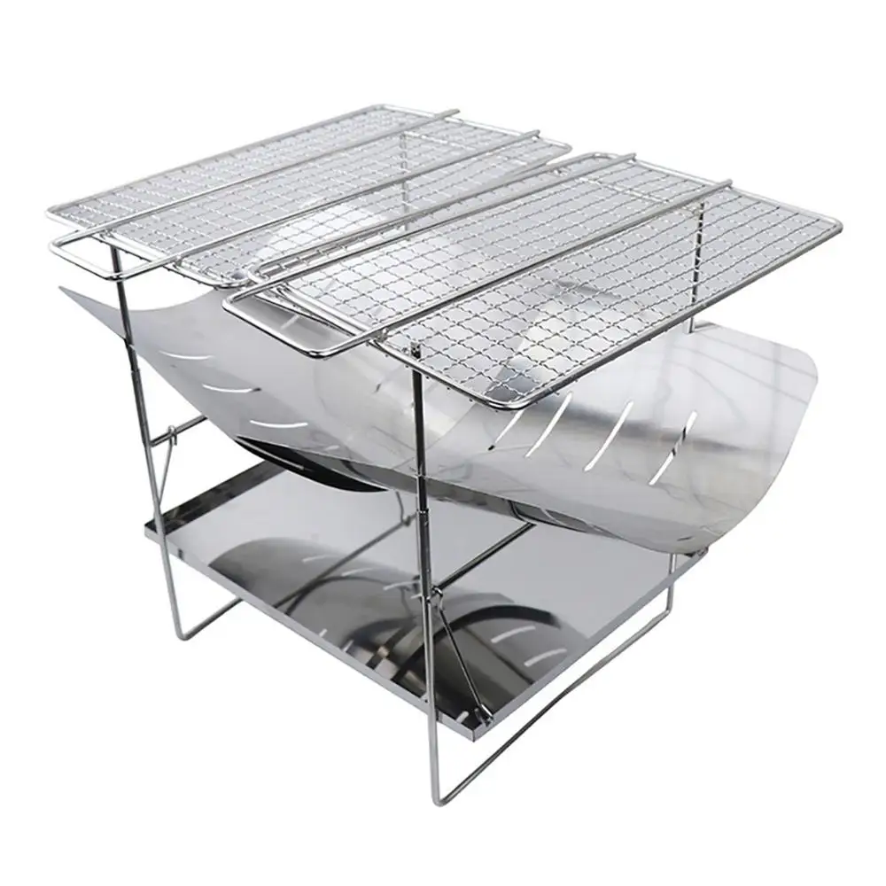 

Outdoor Camping Hiking Removable Barbecue Stoves Folding Camping Barbecue Rack Grilling BBQ Tools Ultralight Stainless Steel New