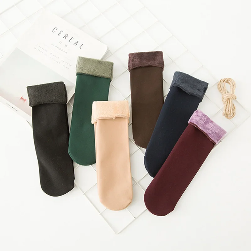 

3 Pairs Socks Women Winter Thicken Thermal Wool Men Socks Soft Snow Velvet Boots Floor Sleep Cashmere Soild Color Warm