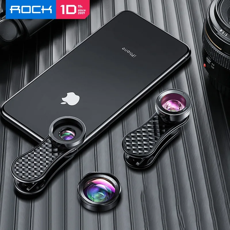 ROCK Phone Lens Kit 0.6x Супер широкоугольный 15x Макро объектив рыбий глаз HD линзы камеры